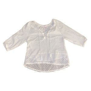 Victorias Secret White Boho Bohemian Tie Front Top Blouse sz S
